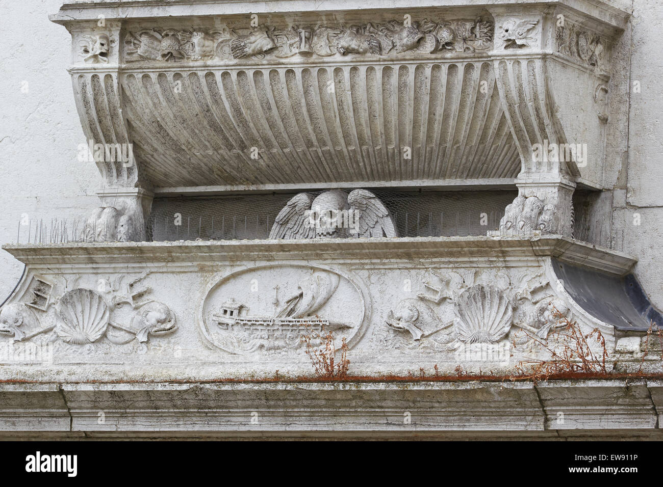 Carvings on the exterior of Church of Santa Maria Formosa Castello Venice Veneto Italy Europe Stock Photo