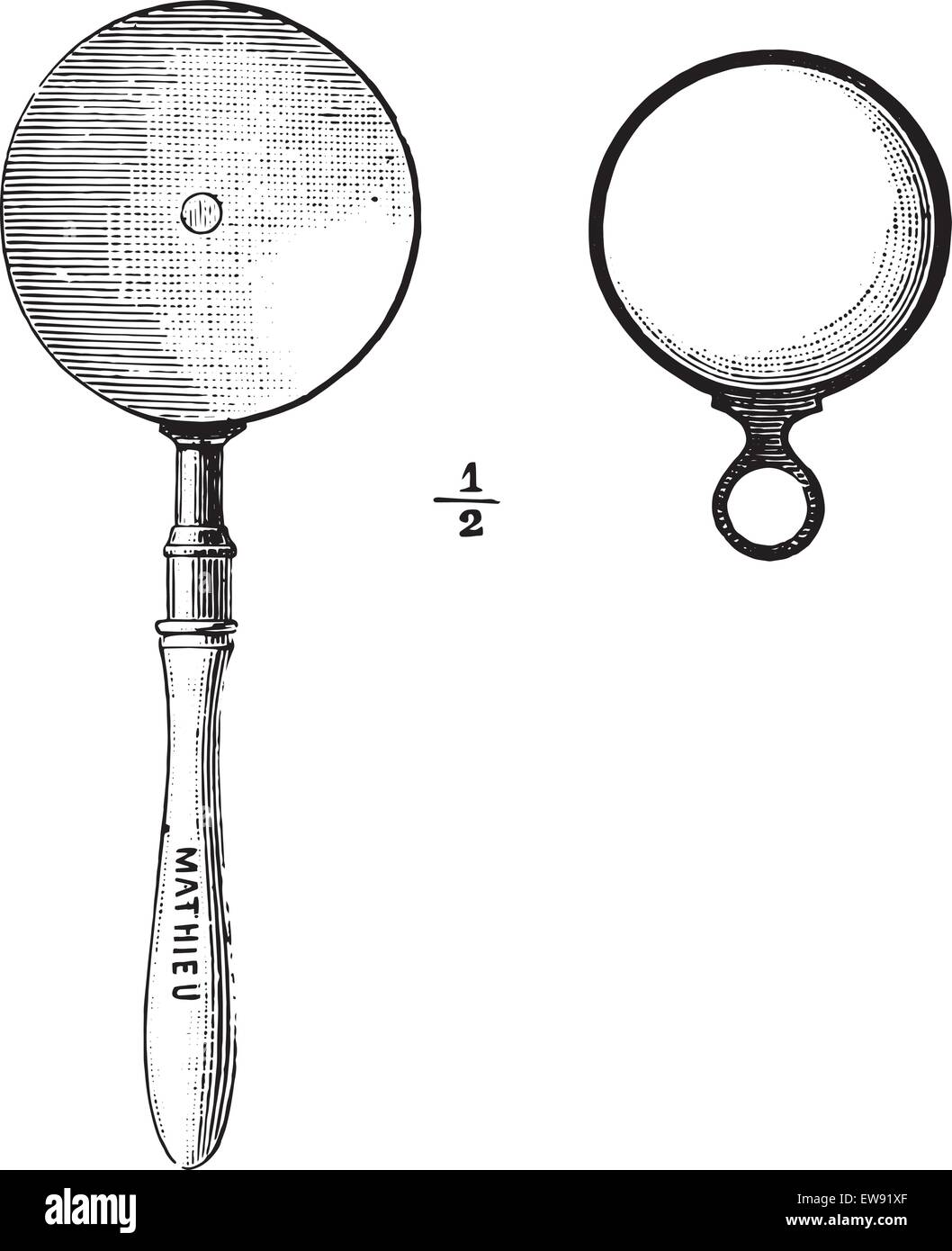 Ophthalmoscope, vintage engraved illustration. Usual Medicine Dictionary - Paul Labarthe - 1885. Stock Vector