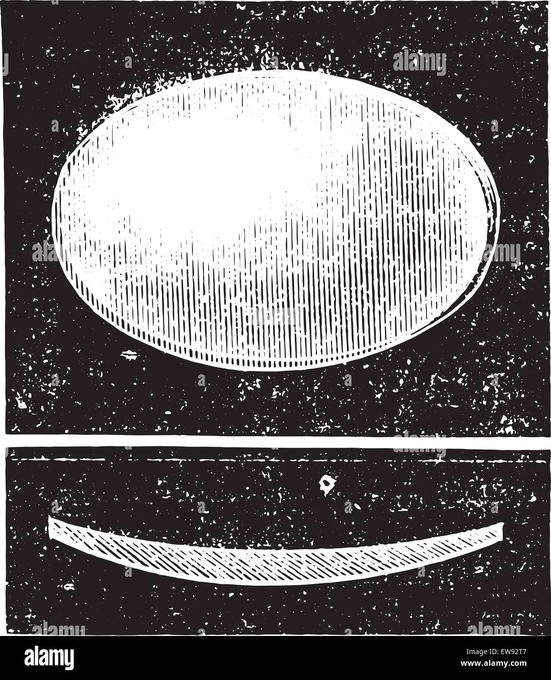 Biconvex lens, vintage engraved illustration. Usual Medicine Dictionary by Dr Labarthe - 1885. Stock Vector