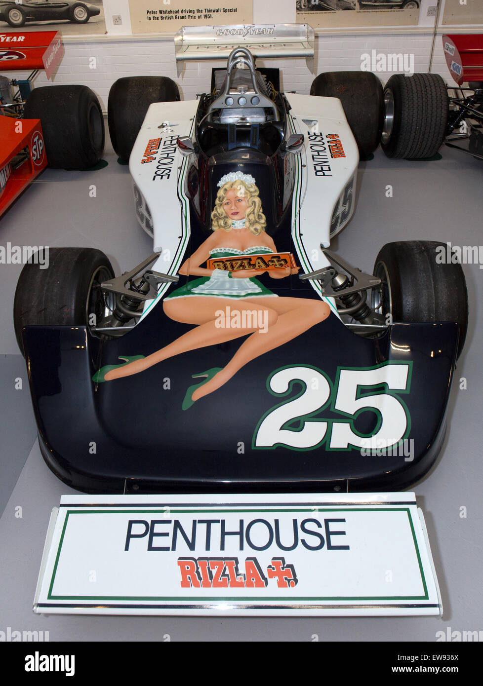 The front view of the Hesketh 308D, displayed at the Donington Grand ...