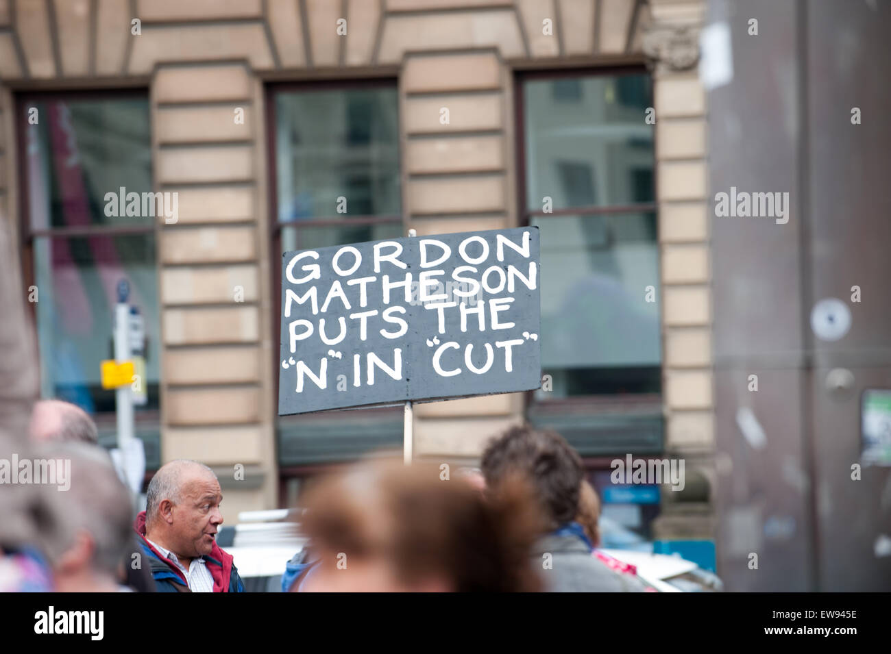Glasgow, Scotland. 20th June, 2015. Anti-austerity demonstation held in Glasgow to coincide with The People's Assembly against austerity demo being held in London. Credit:  Tony Clerkson/Alamy Live News Stock Photo