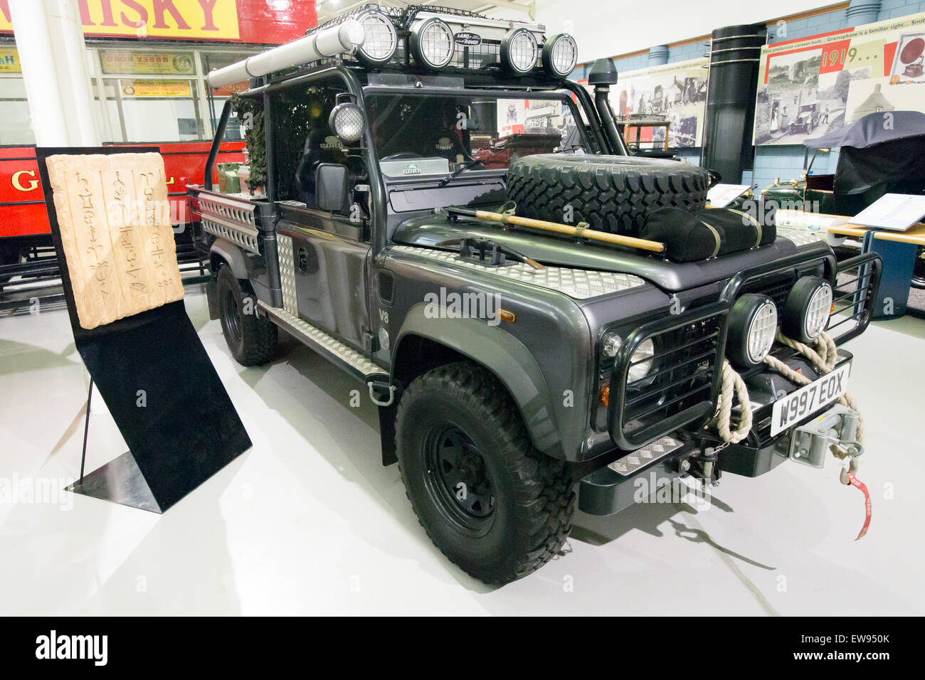 The Land Rover Defender 110 used in the Tomb Raider film, displayed at ...