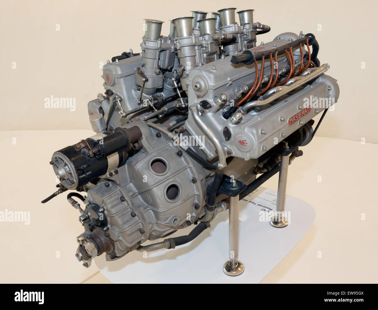 The rear view of the Maserati 450S engine, displayed at the Enzo ...