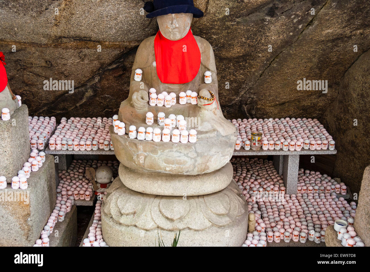 Large Japanese Jizo, AKA Ojizosama, Jizo bosatsu, statue with hundreds