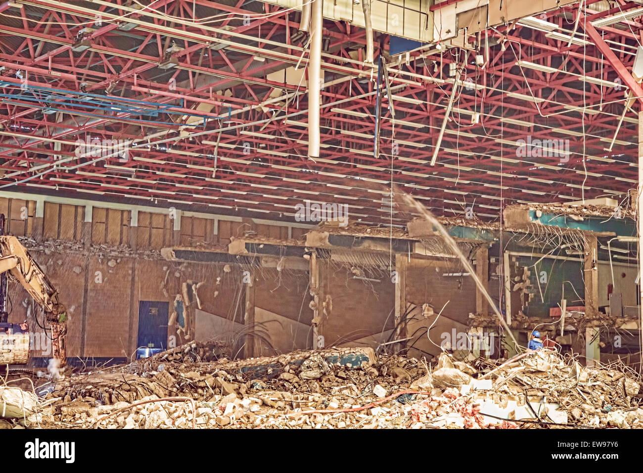 Demolition of Crowtree Leisure Centre in Sunderland England A view