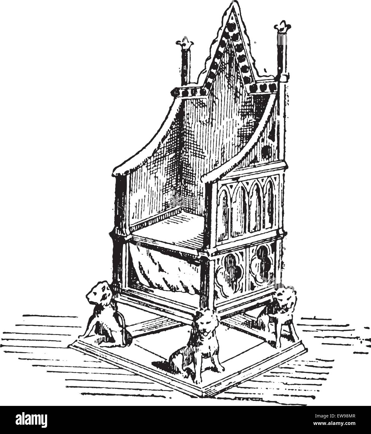 Throne, vintage engraved illustration. Dictionary of Words and Things