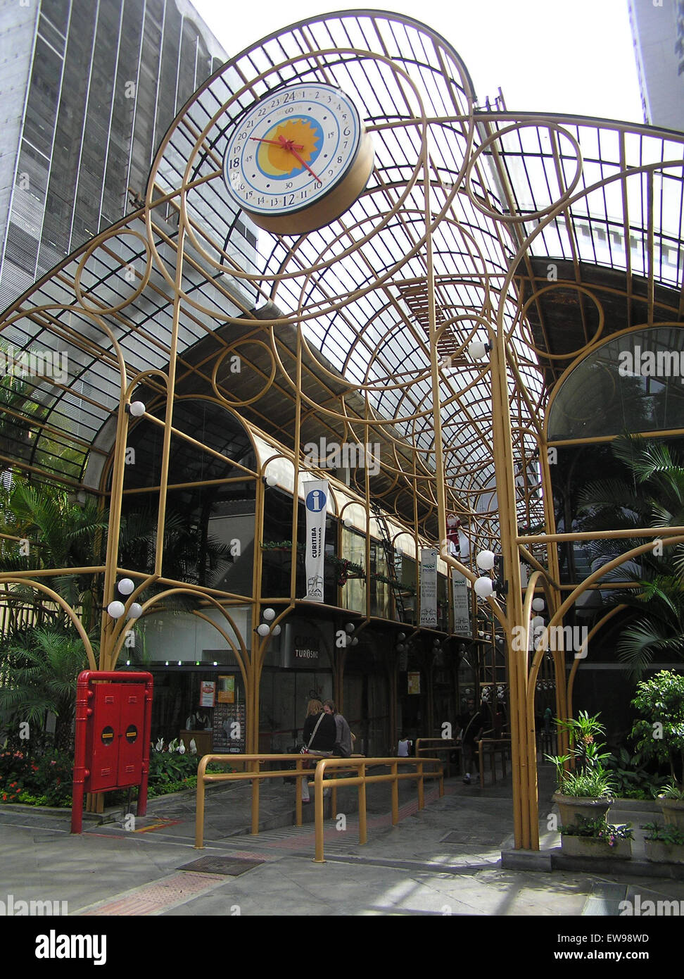 ‘Rua 24 Horas’ in Curitiba, Brazil, is a popular shopping street known for its continuous activity, open 24 hours a day, offering a wide range of stores, eateries, and local experiences. Stock Photo