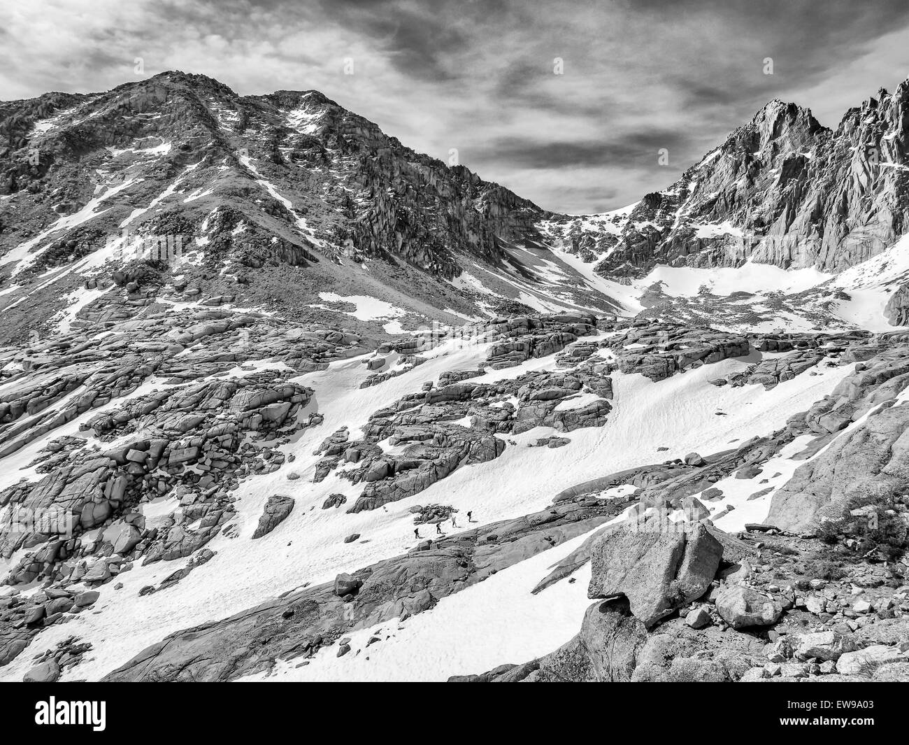 Mt Whitney Hiking in Black & White Stock Photo