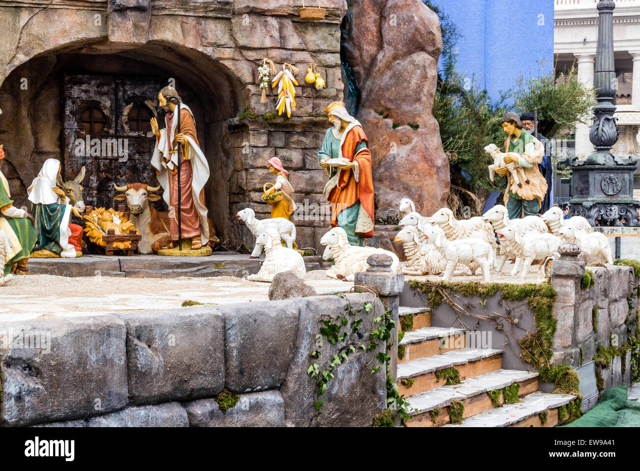 Nativity scene a crib in Italy Stock Photo Alamy