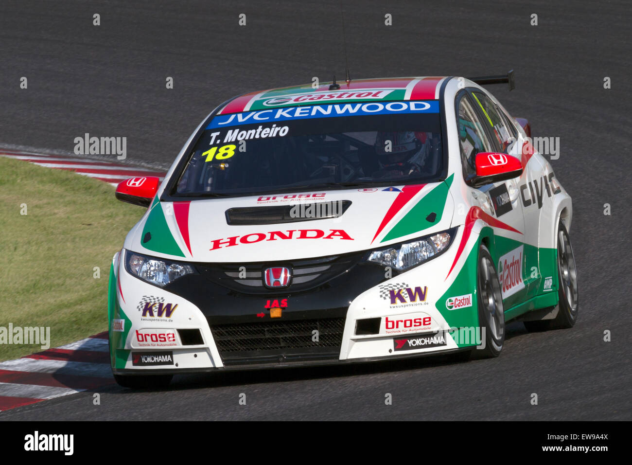 Tiago Monteiro competes in the 2013 World Touring Car Championship (WTCC) during the qualifying round of the Race of Japan. Monteiro’s performance in this event showcased his skill and strategy on a challenging track. Stock Photo