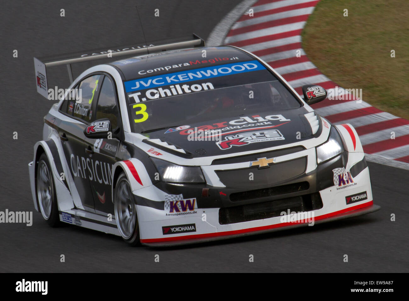 Tom Chilton competes in the 2014 WTCC Race of Japan during the qualifying session. The British driver showcased his skill and determination on the track, striving for a competitive position in the World Touring Car Championship (WTCC). Stock Photo