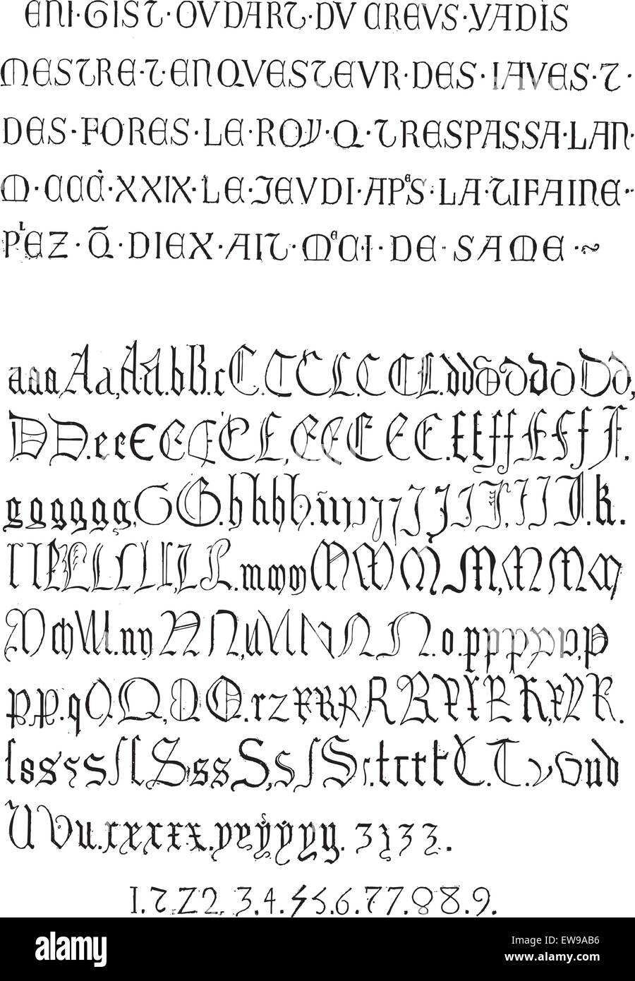 English Gothic Font Alphabet M  Gothic alphabet, Old english tattoo,  Gothic fonts