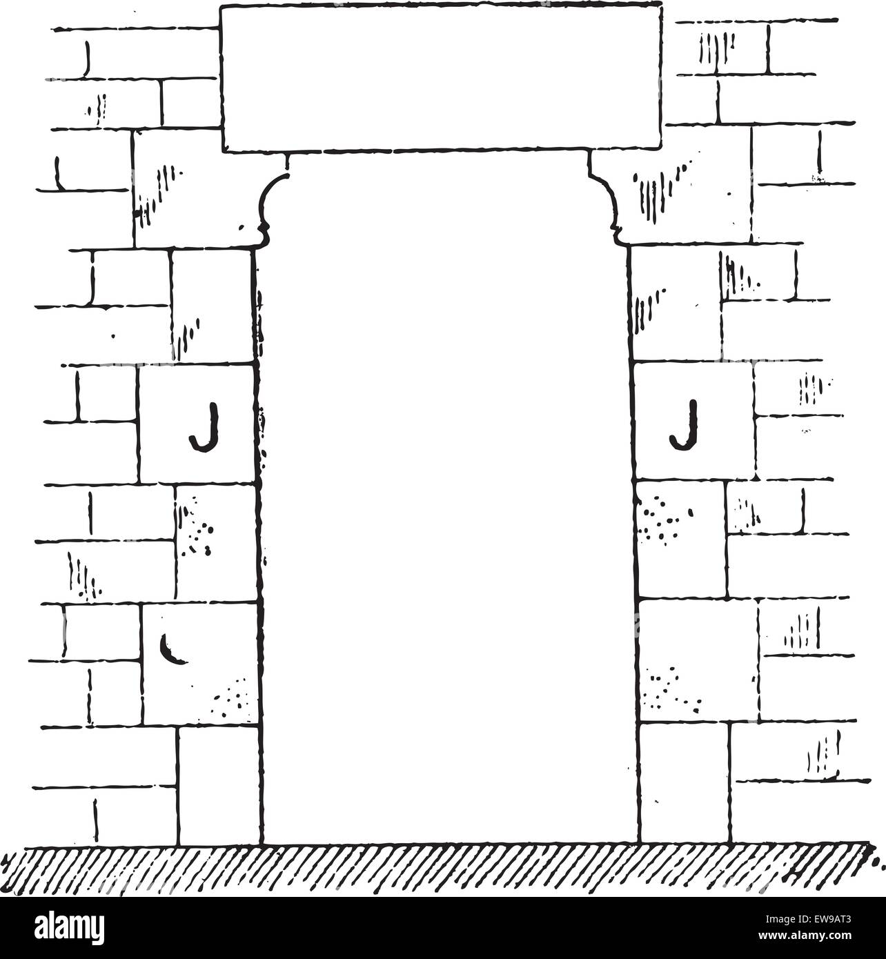 Doorjamb, vintage engraved illustration. Dictionary of words and things