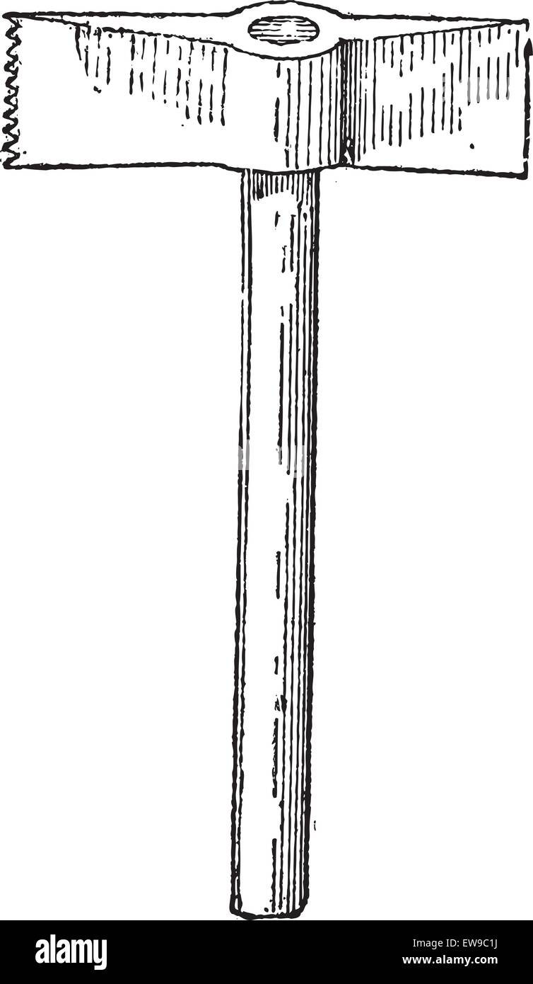 Toothed Chiselend Hammer, vintage engraved illustration. Dictionary of
