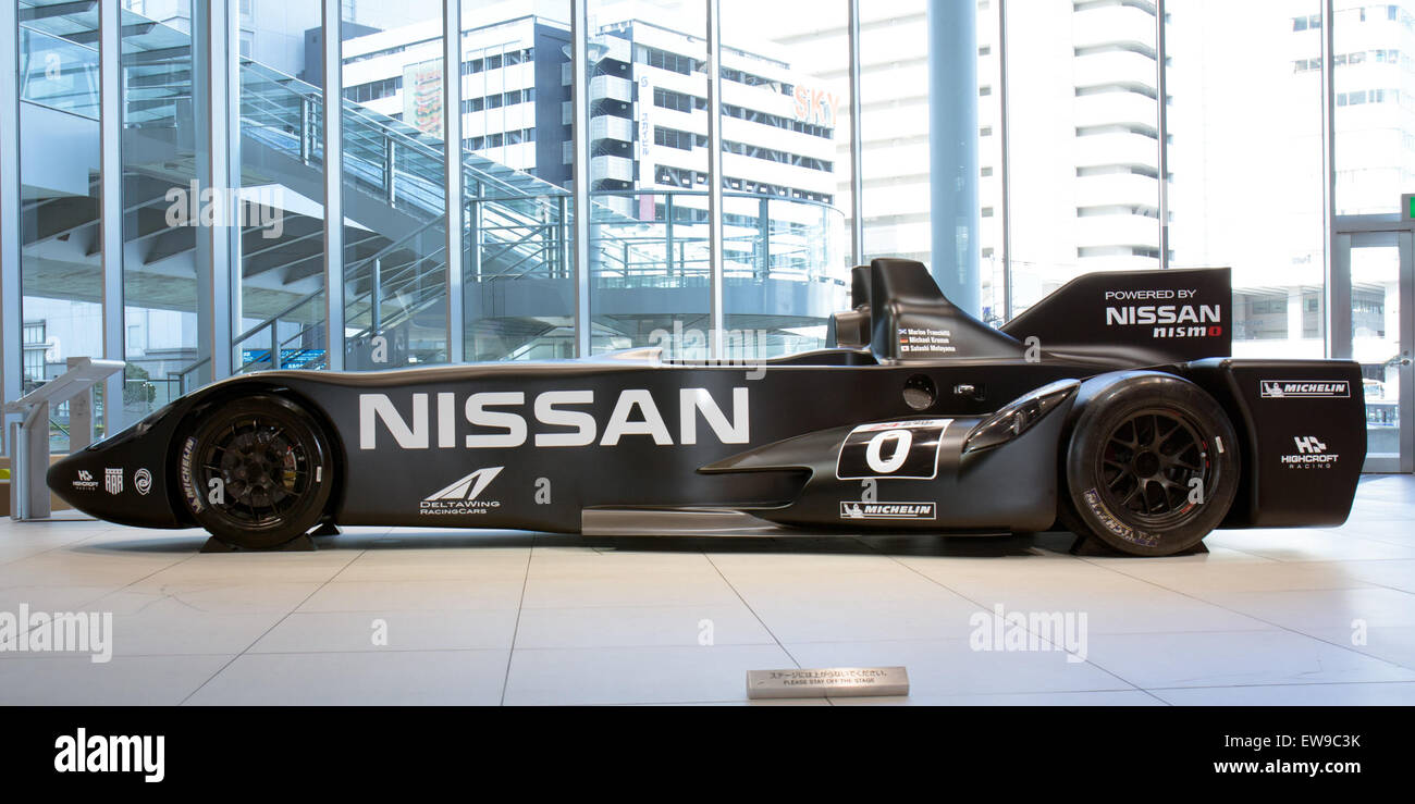 The DeltaWing, a unique racing car, is displayed at the 2013 Nissan ...