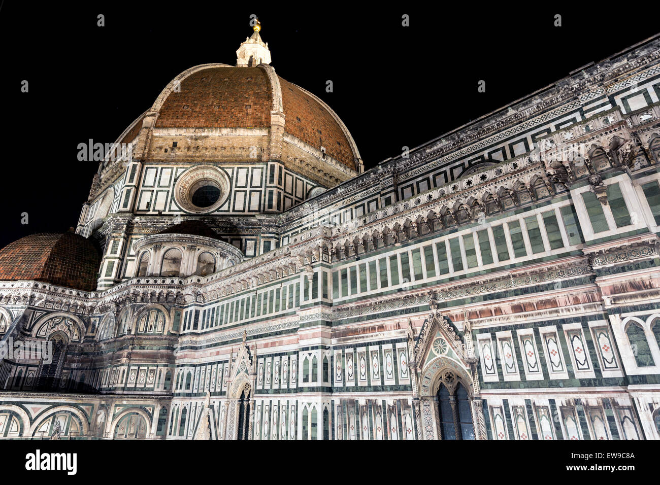 A night photograph of the Dome of Florence Cathedral taken on February ...