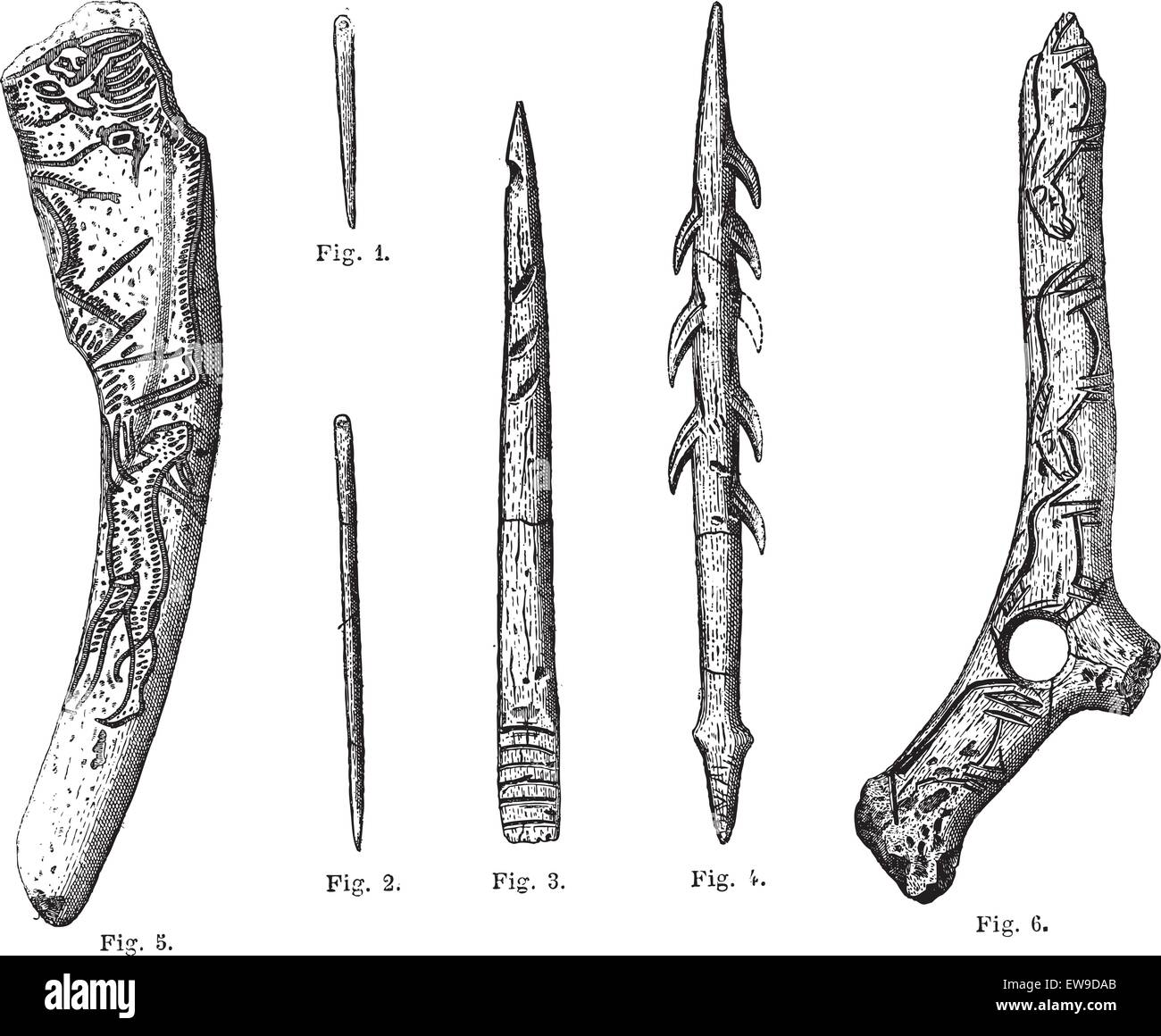 Magdalenian Tools and Weapons, vintage engraved illustration. Dictionary of  Words and Things - Larive and Fleury - 1895 Stock Vector Image & Art - Alamy