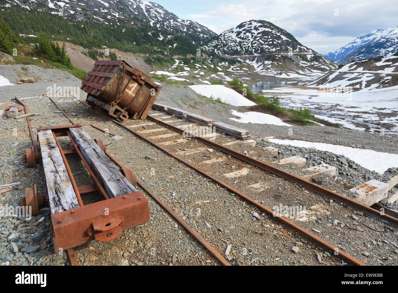 Old underground mining ore cart near the old mine site of Granduc, Stewart area, British Columbia Stock Photo