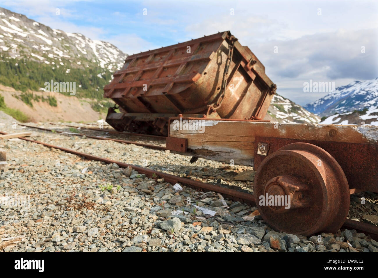 Old underground mining ore cart near the old mine site of Granduc, Stewart area, British Columbia Stock Photo