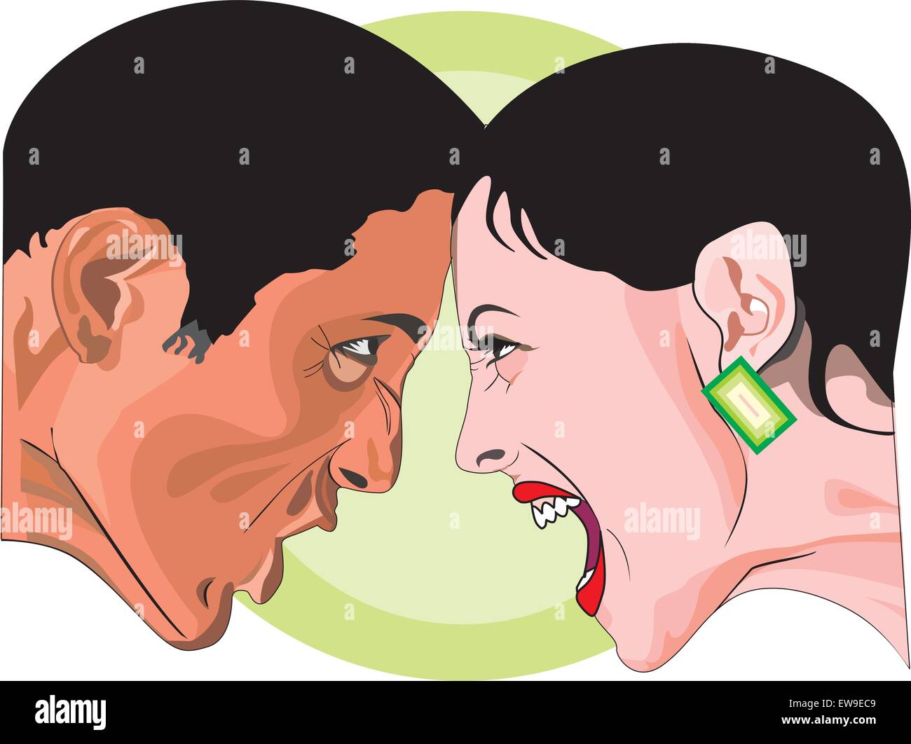 Man and woman fighting, head to head in anger, vector illustration Stock Vector