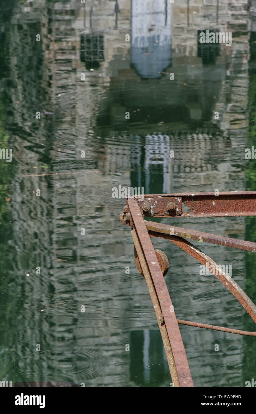 Reflection of medieval castle in a lake Stock Photo - Alamy