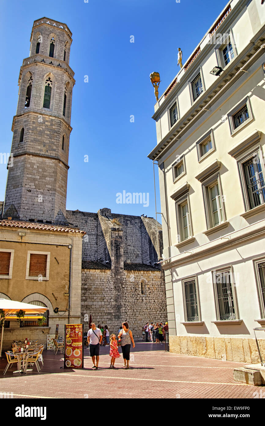 People on the square near Dali theater-museum in Figueres, Spain Stock Photo