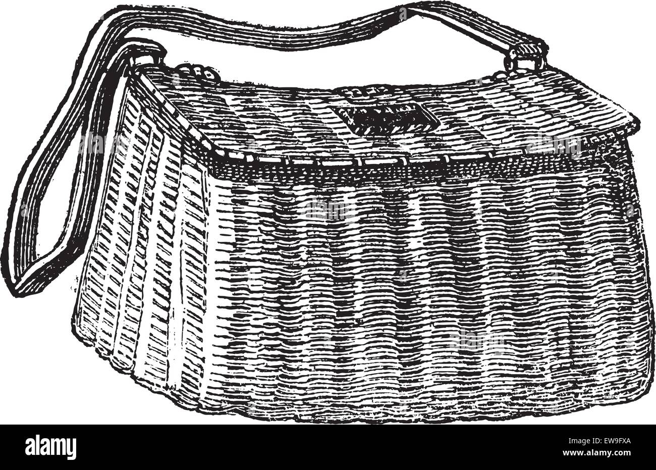 Fisherman's Basket, used in Fly Fishing, vintage engraved illustration. Le  Magasin Pittoresque - Larive and Fleury - 1874 Stock Vector Image & Art -  Alamy