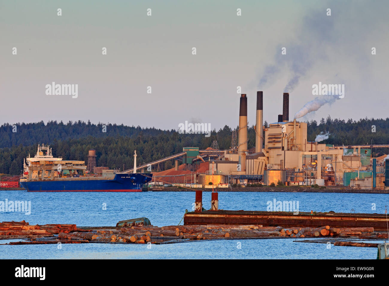Harmac Pulp Mill, Nanaimo, Vancouver Island, British Columbia Stock