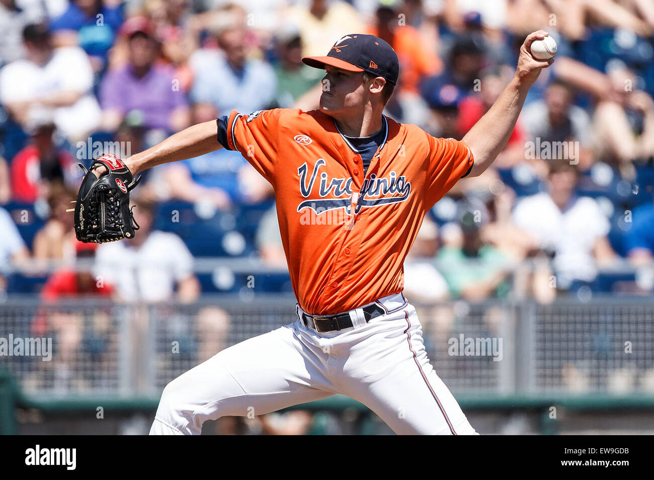 June 19, 2015: Starting Virginia pitcher Nathan Kirby #19 in action ...