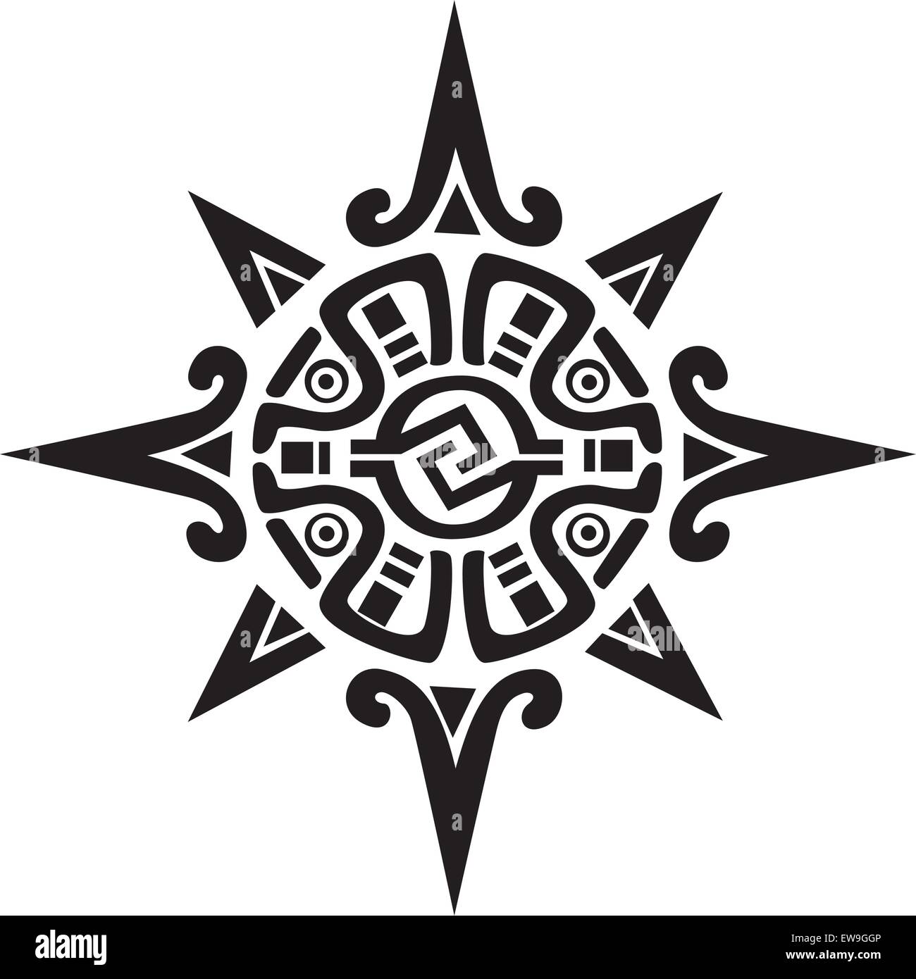 Mayan or Incan symbol of a sun or star, isolated on white. Great for tattoo  or artwork Stock Vector Image & Art - Alamy