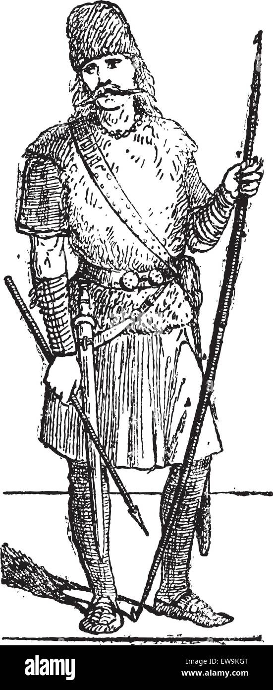 Old Engraved Illustration Of Slavic Person Standing. Dictionary Of 