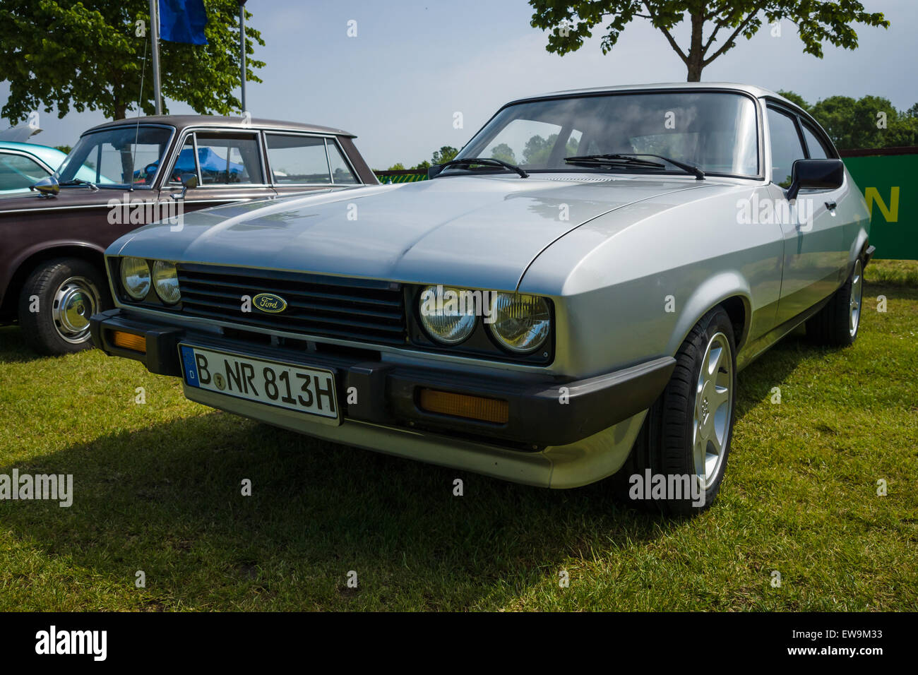 PAAREN IM GLIEN, GERMANY - MAY 23, 2015: Mid-size coupe Ford Capri. The oldtimer show in MAFZ. Stock Photo