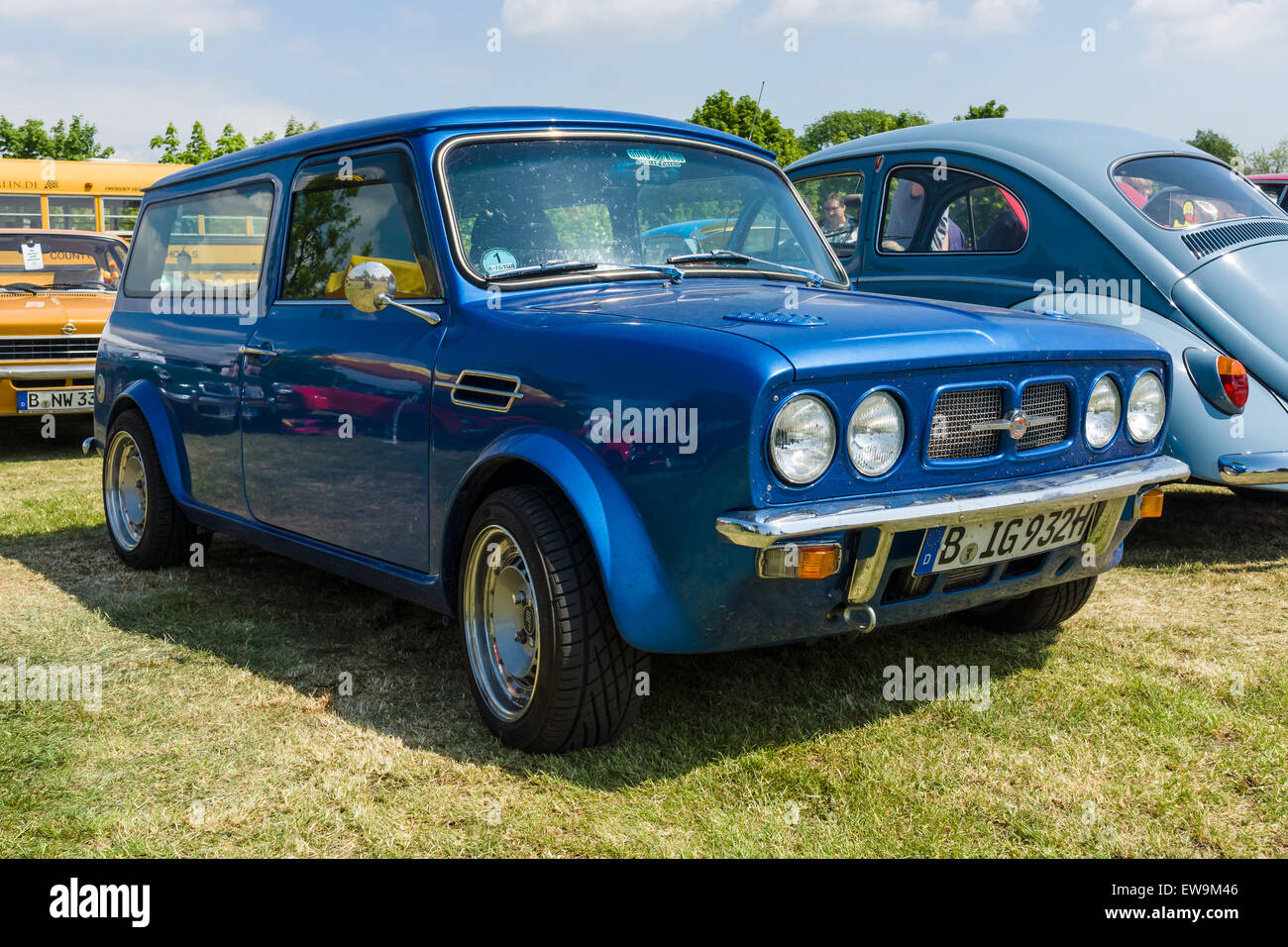 PAAREN IM GLIEN, GERMANY - MAY 23, 2015: Compact car Morris Mini Clubman Estate. The oldtimer show in MAFZ. Stock Photo