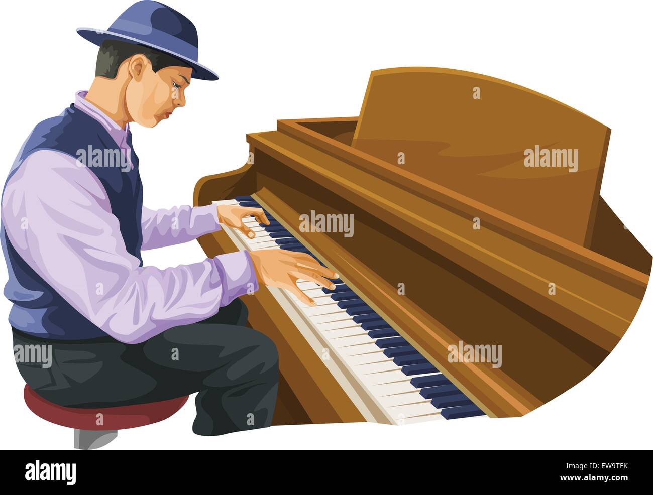 Vector illustration of musician playing piano Stock Vector Image & Art ...