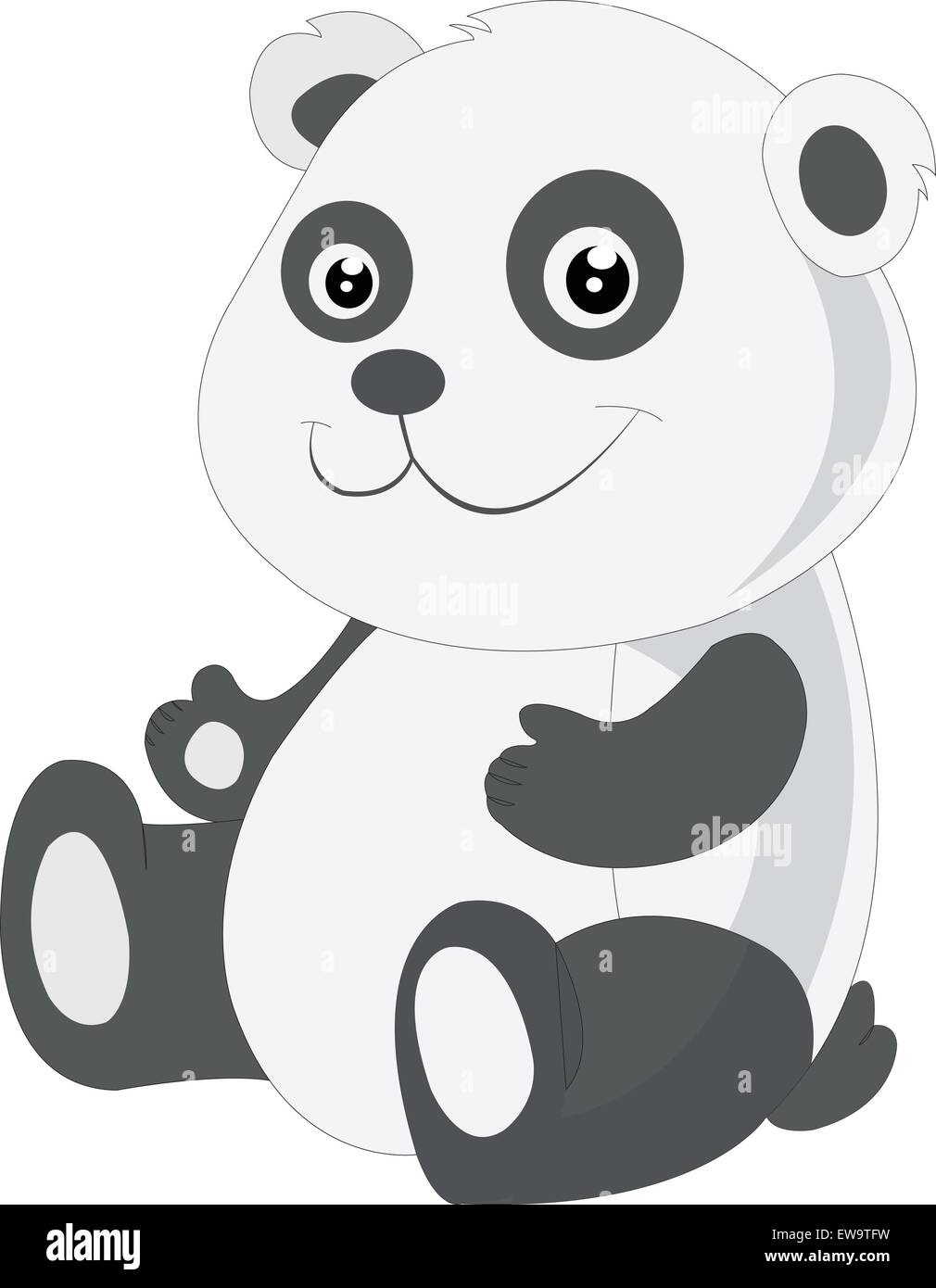 Baby panda, black and white, smiling, vector illustration Stock Vector