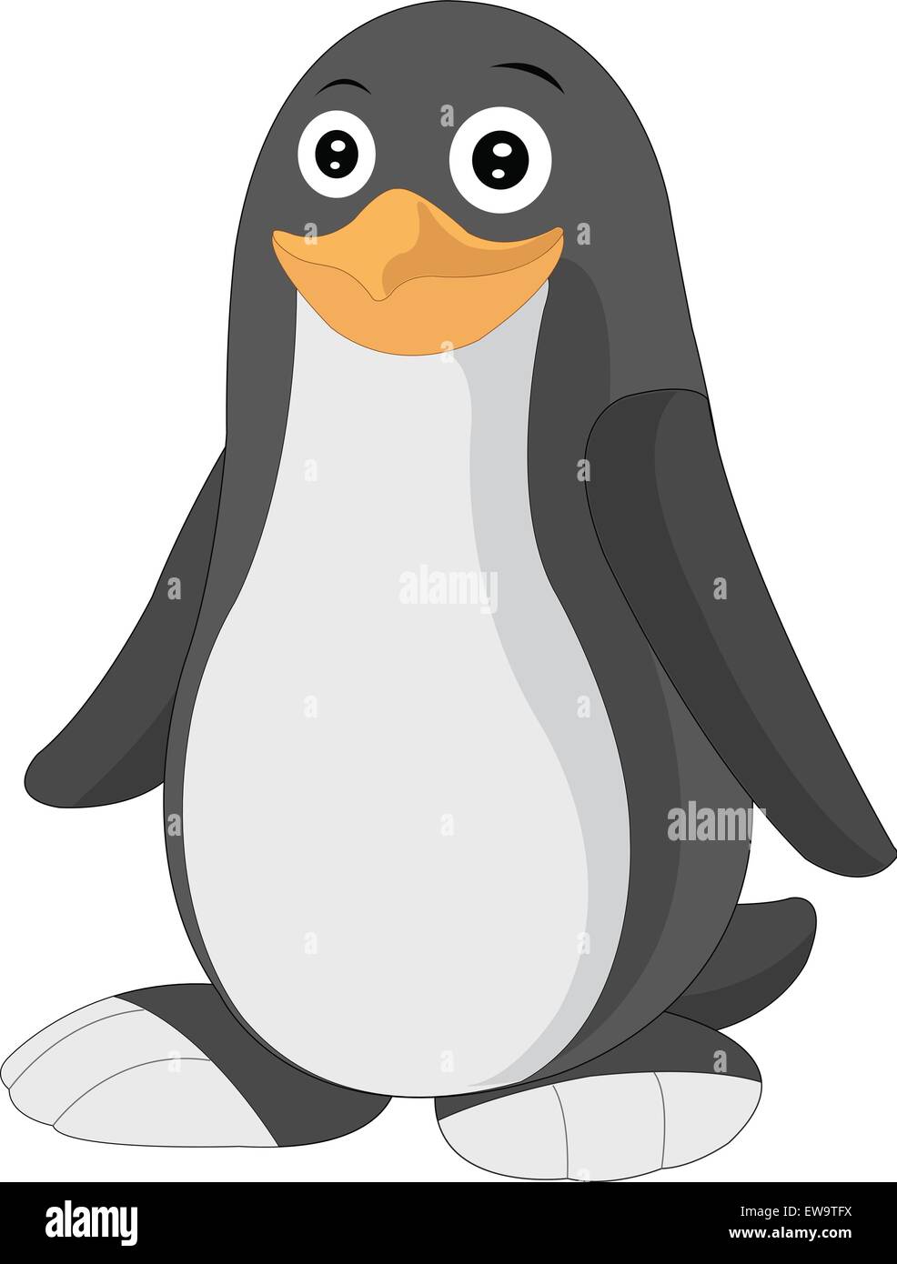 Cute penguin, black and white, orange beak, vector illustration Stock ...