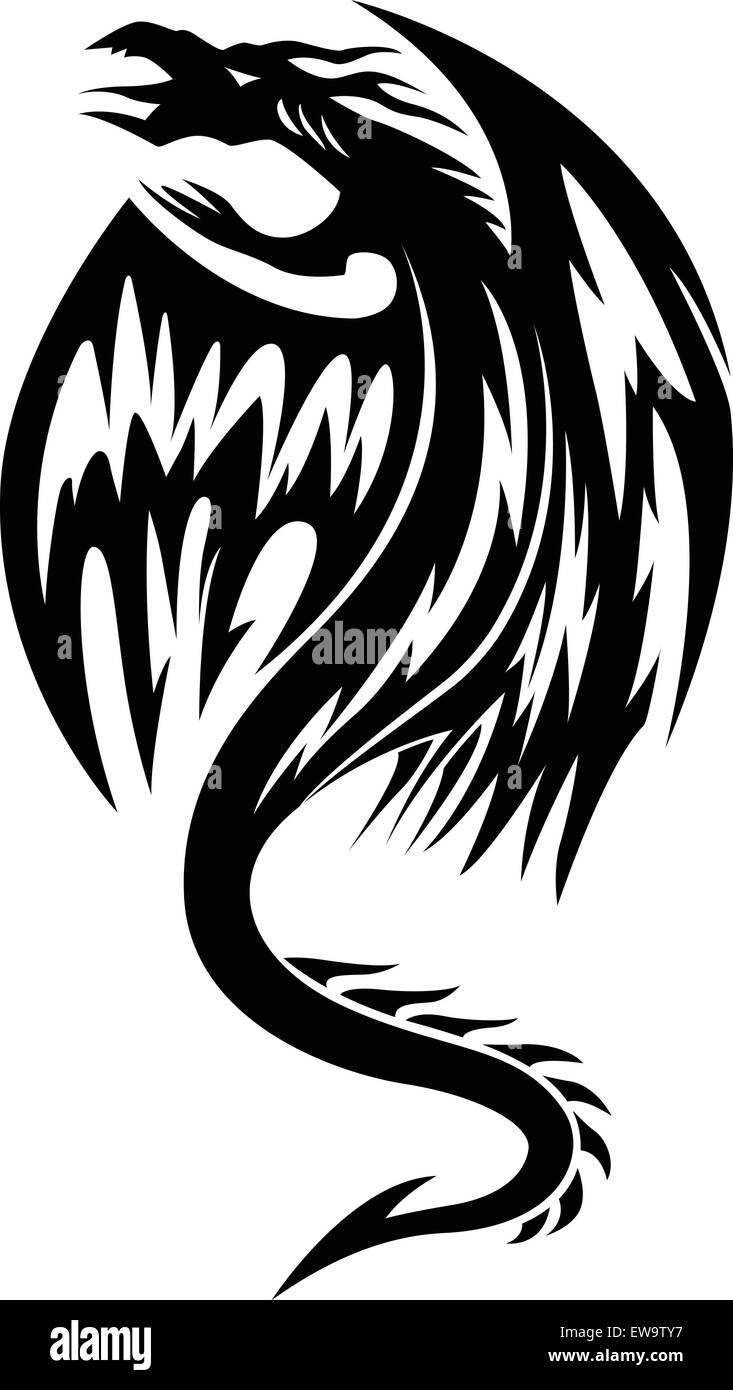 How to draw a tribal dragon  Dragon tattoo  YouTube