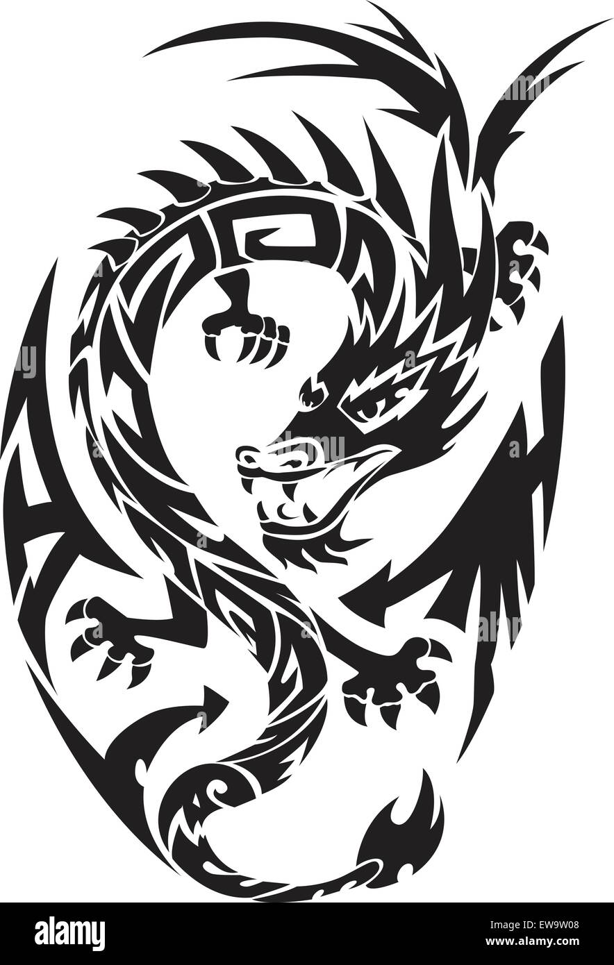 Dragon tattoo design, vintage engraved illustration Stock Vector Image ...