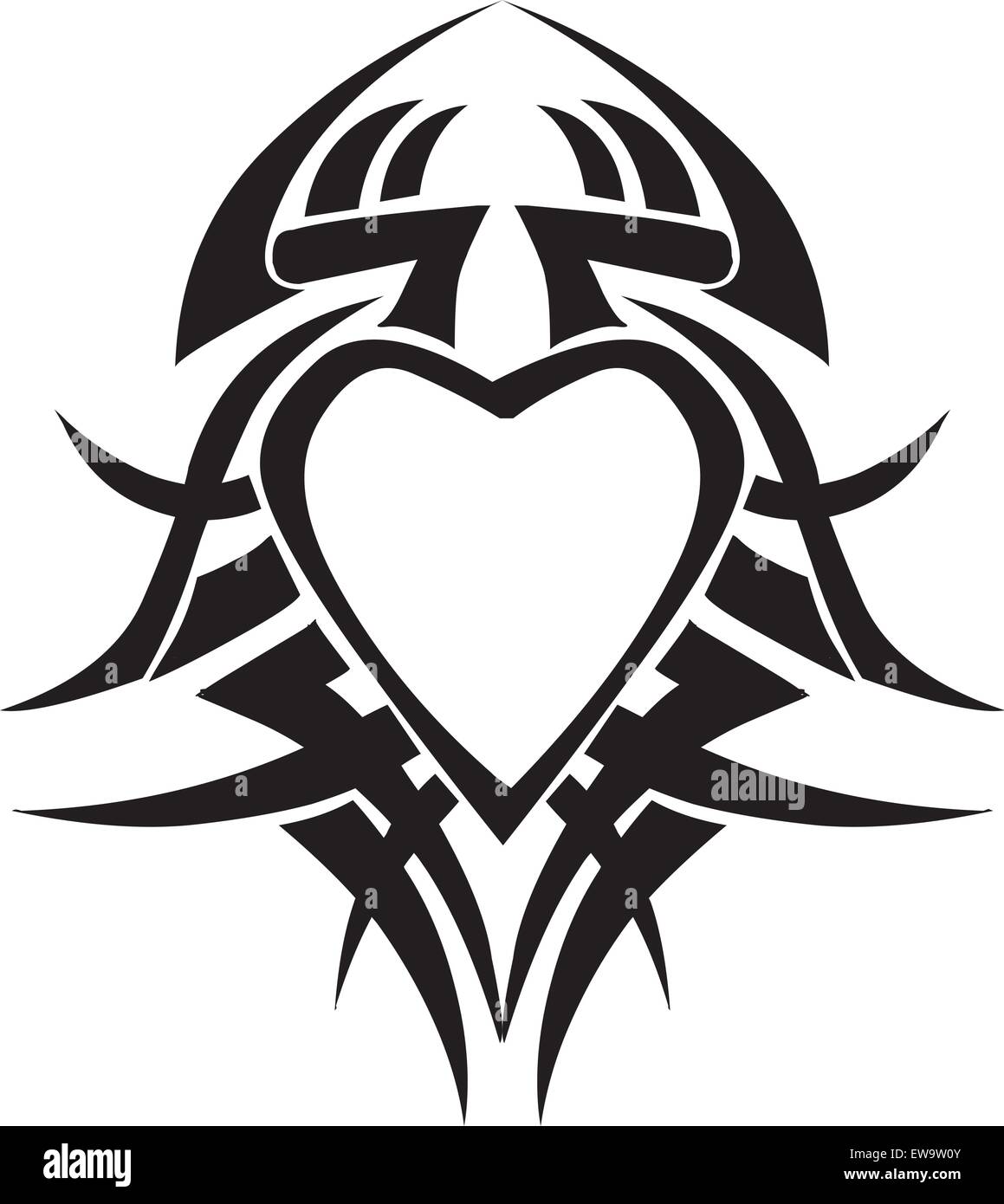 Tattoo design of heart shape, vintage engraved illustration Stock ...
