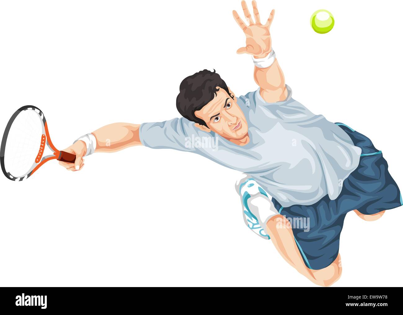 Vector illustration of tennis player hitting the ball Stock Vector