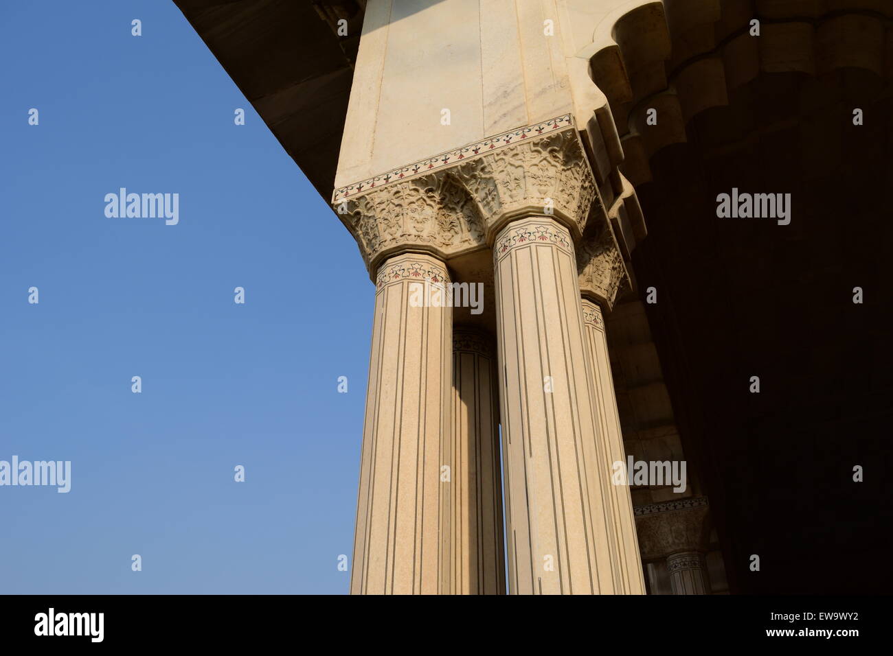 Marble Column Architecture Detail in Agra Fort India Stock Photo