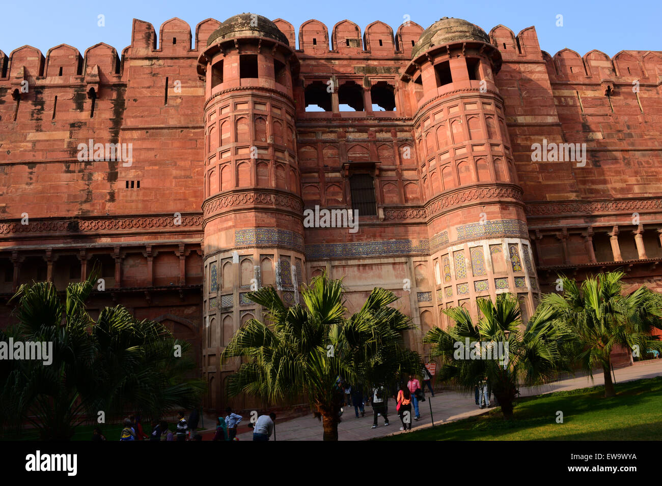 Agra Fort India UNESCO world Heritage site India Colorful Agra Red Fort Walls Stock Photo