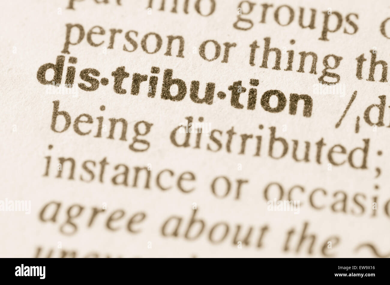 Definition of word distribution in dictionary Stock Photo Alamy