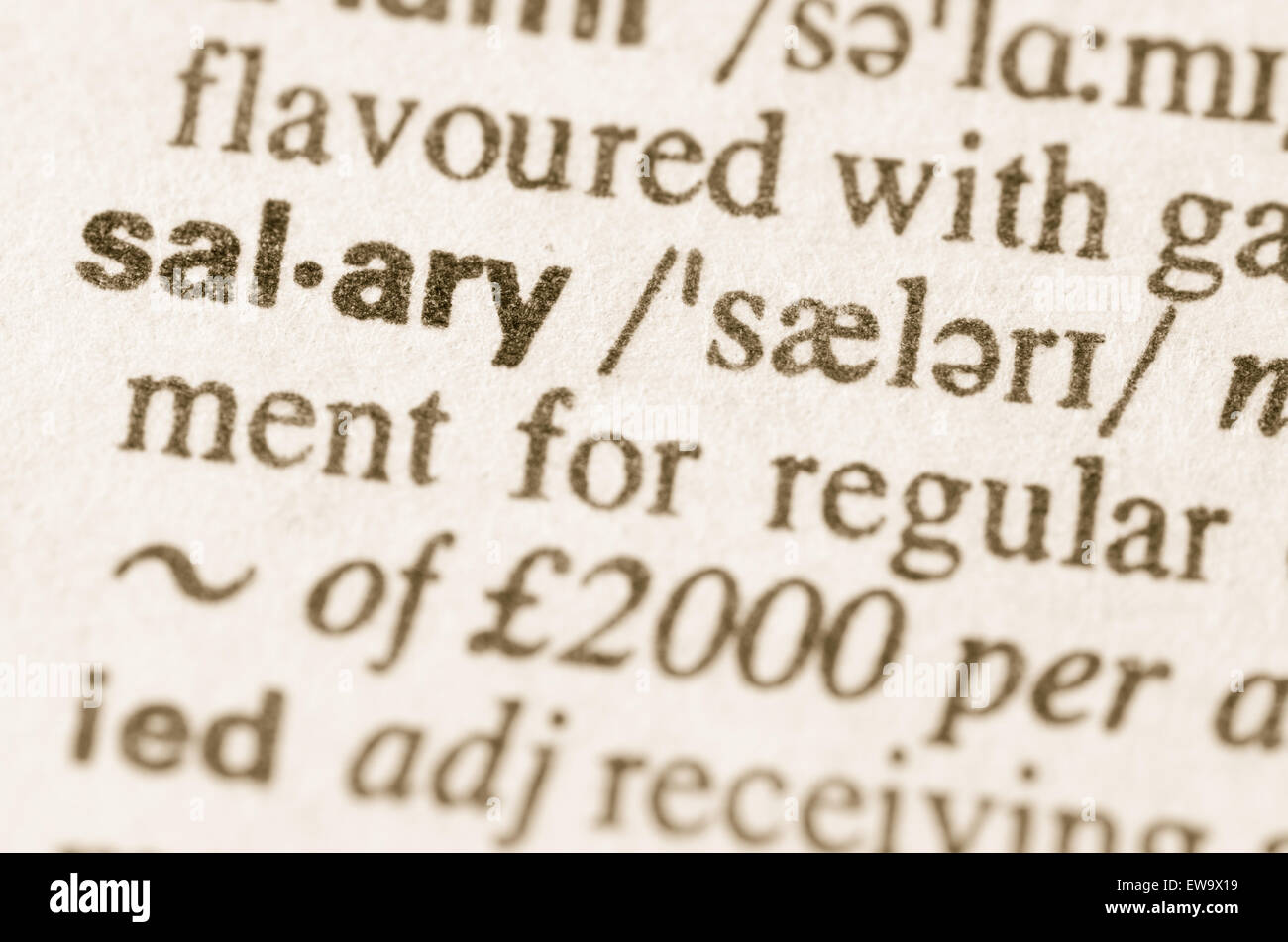 Definition of word salary in dictionary Stock Photo