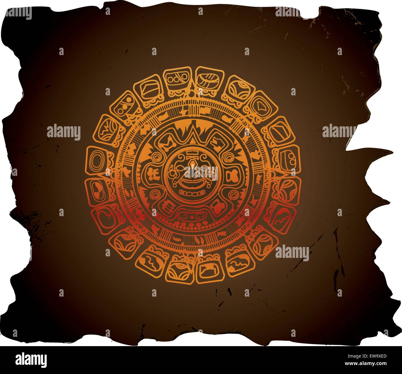 Mayan calendar, circular, vector illustration Stock Vector