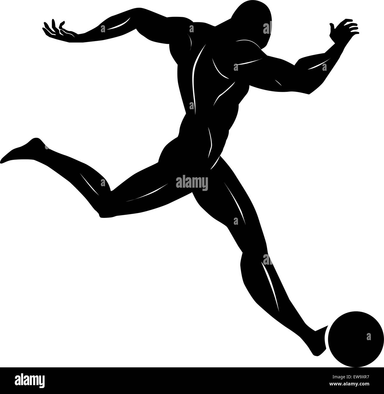 Soccer, Black Silhouette of a Man, Kicking a Ball, vector illustration Stock Vector Image & Art