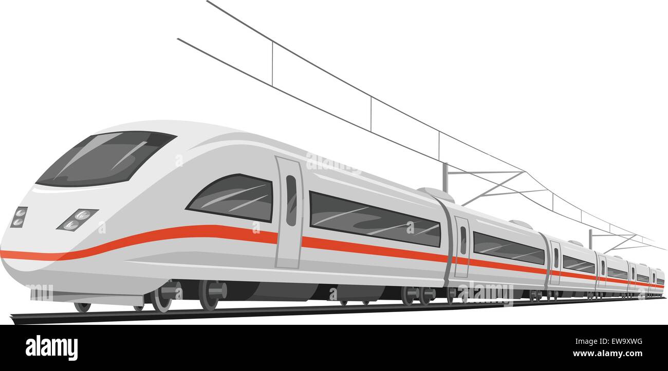 Vector illustration of bullet train with cable. Stock Vector