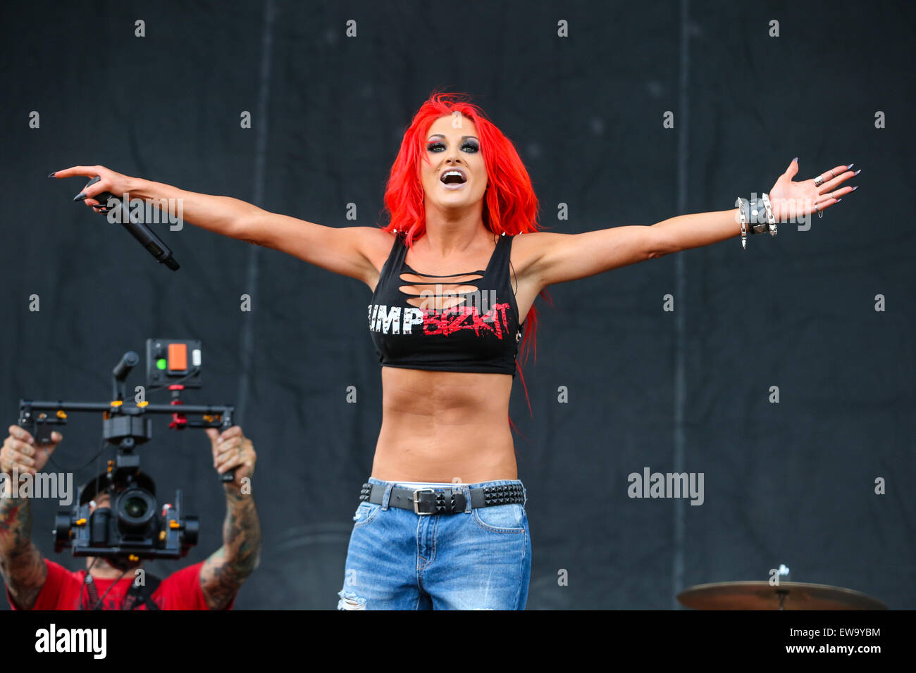 Butcher Babies performs at the 2015 Carolina Rebellion festival at the Charlotte Motor Speedway in Charlotte, NC. Stock Photo