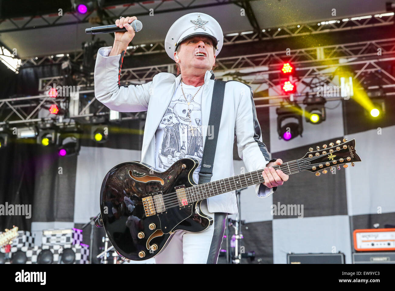 Cheap Trick performs as part of the 2015 Carolina Rebellion festival at the Charlotte Motor Speedway in Charlotte, NC. Stock Photo