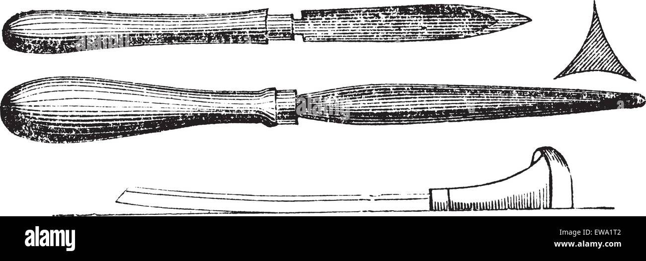 Steel engraving hand tools, vintage engraving. Old engraved